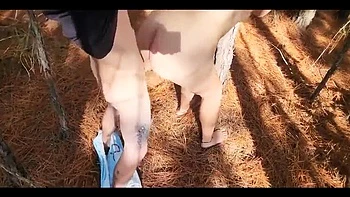 Latina Gets Banged Doggy & BJ in Forest Milk Bath