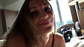 Petite Shaved Babe Sucks Cock POV