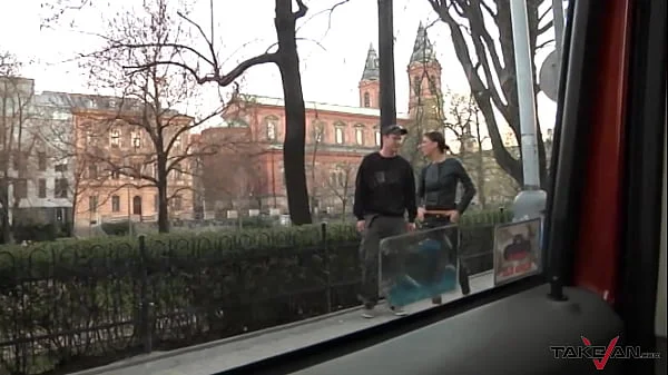 Two dark haired hottie picking up dude on the streets to fuck with