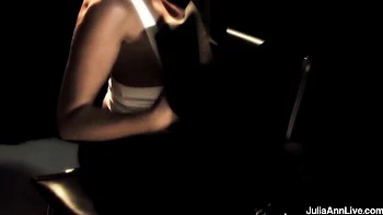 Julia Ann rides cowgirl with fake tits blowjob