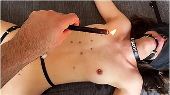 Tied Teen Gets Ice & Wax Play, Moans Loud