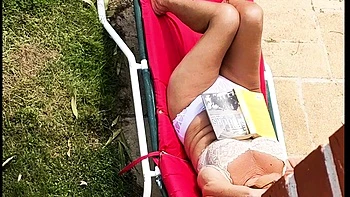 Naked solo masturbation under the sun outdoors