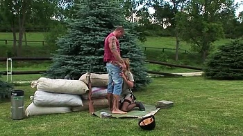 Hot German Blonde Sucks Dick and Gets Pussy Licked Outside