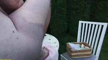 Outdoor Anal Threesome with Big Tits Teen and Watching Old Man