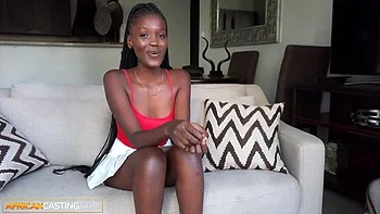 Big Tits Black Amateur Riding Huge White Cock in Casting