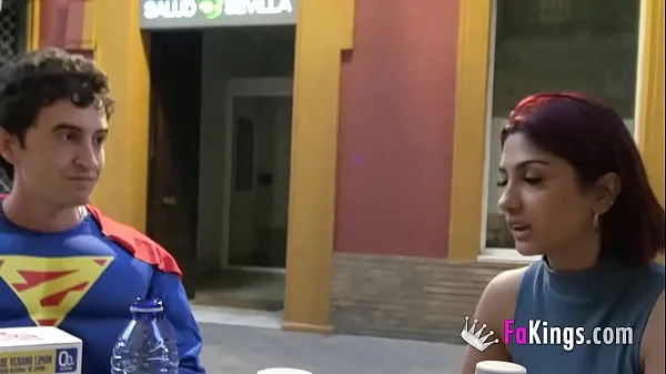 Redhead babe gets an amazing porn debut with a dirty Superman