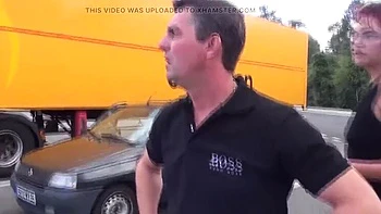 Gwenola’s Outdoor Blowjob Facial - Mature MILF Glasses Sucks