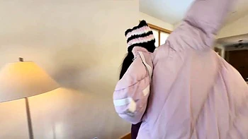 Asian Babe Fucked Doggystyle Outside in the Snow