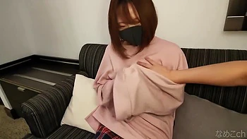 Masked Asian Teen Sucked and Fucked Big Cock POV
