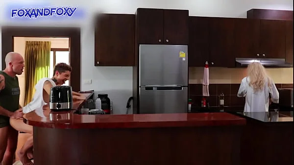 Almost caught surprise anal creampie ass fucking close to mother-in-law cooking breakfast