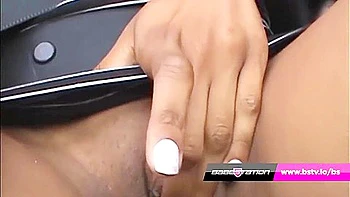 Alyssa Divine’s juicy big tits solo car fuck