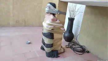 Christian Girl Duct Taped To Pillar And Gagged Tight