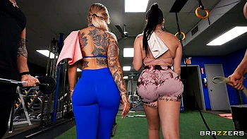 Curvy Gym Babes Fuck and Suck Publicly