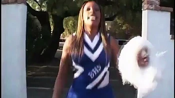 Ebony Cheerleader Sucks & Rides in Interracial Fuck