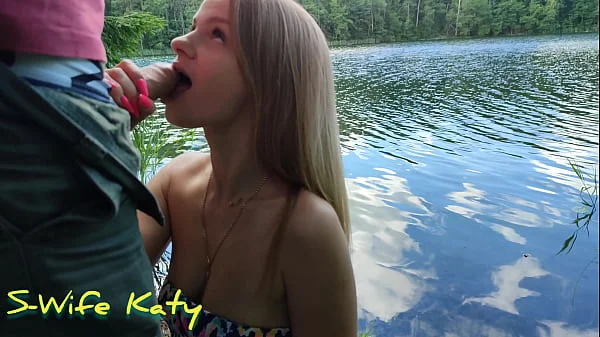 Casual sex with a stranger in the woods with cum in pussy