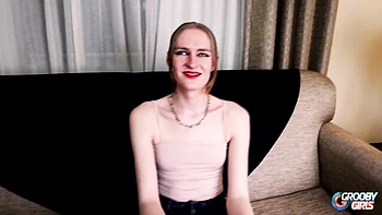 Solo Masturbating Blonde Trans Girl with Anal Toy