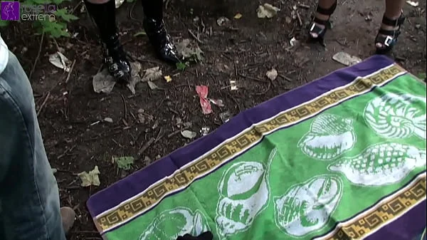 2 blondes pissed a guy, outdoor, into the mouth and filled him with their sparkling wine!