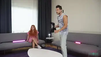 Porn actress by Mistake! She just came to see how we shoot with her boyfriend and ended full of cum!!