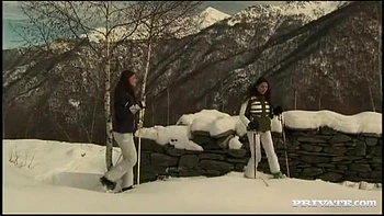 Gilda Roberts and Zafira Fuck Each Other Naked in the Snow