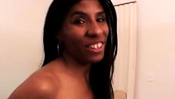 Petite ebony teen deepthroats cock