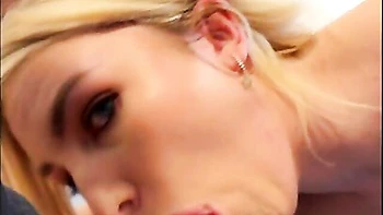 Sloppy Blowjob from My Stepdaughter's Curvy Blonde Friend
