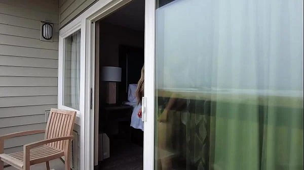 Getting caught fucking in the balcony!! (Beach view)