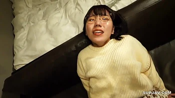 Cute Japanese Girl With Big Glasses And Small Tits