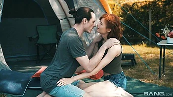 Outdoor oral sex with a very hot and slender redhead Nina Sever